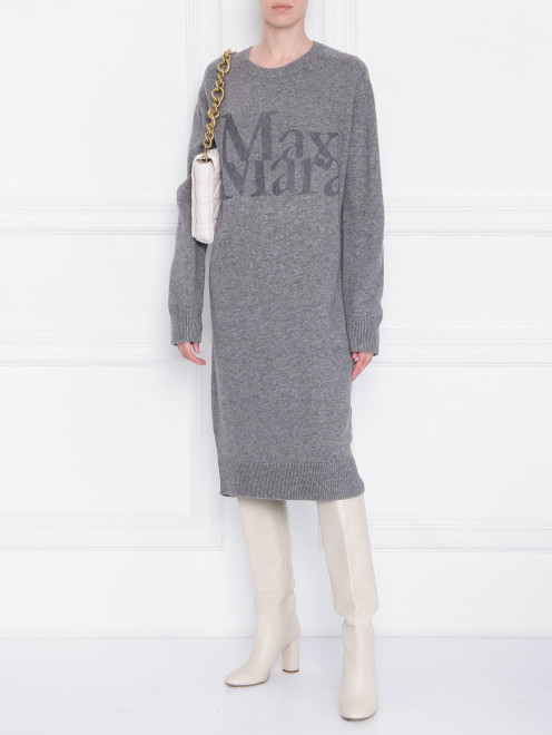 Платье-миди из шерсти и кашемира с логотипом Max Mara - МодельОбщийВид