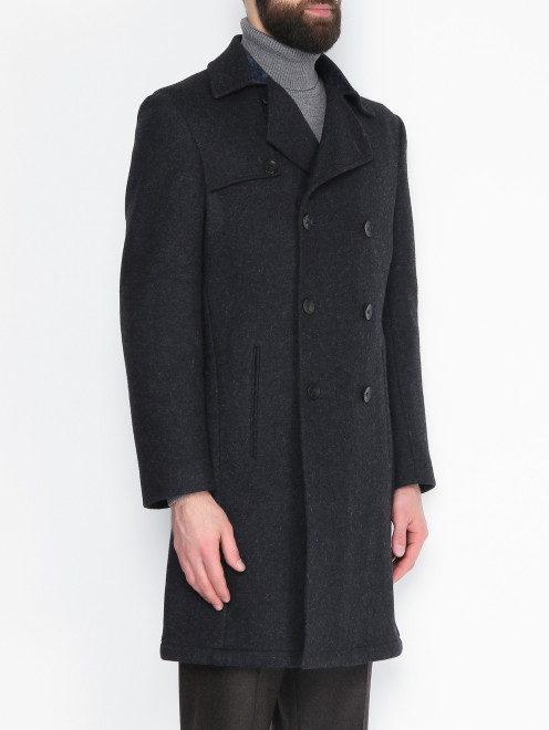 Двубортное пальто из шерсти с карманами Etro - МодельВерхНиз