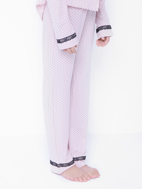 Пижама из модала с узором и кружевом La Perla - МодельВерхНиз