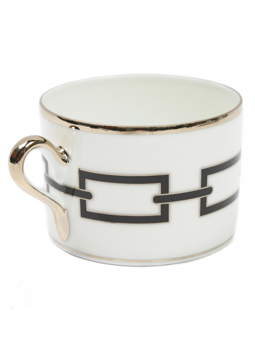 Чайная чашка из фарфора с орнаментом и серебряной окантовкой Ginori 1735 - Обтравка1