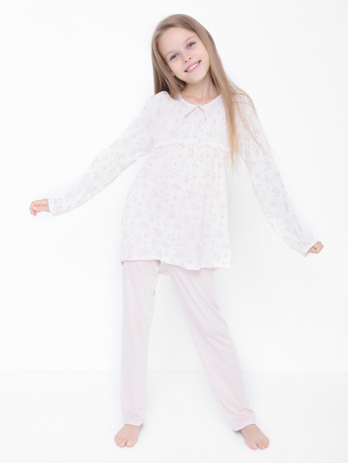 Пижама с узором и кружевом из модала Story Loris - МодельОбщийВид
