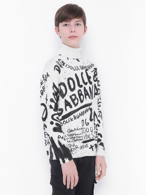 Шерстяной свитер с принтом Dolce & Gabbana - МодельВерхНиз