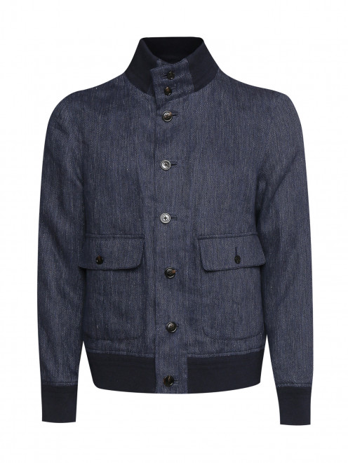 Пиджак из льна с накладными карманами LARDINI - Общий вид