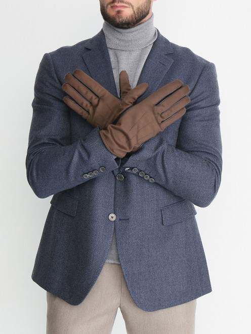 Комбинированные перчатки из кожи LARDINI - МодельОбщийВид