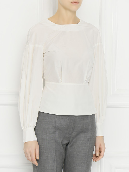 Блуза из хлопка и шелка с вырезом на спине Max Mara - МодельВерхНиз