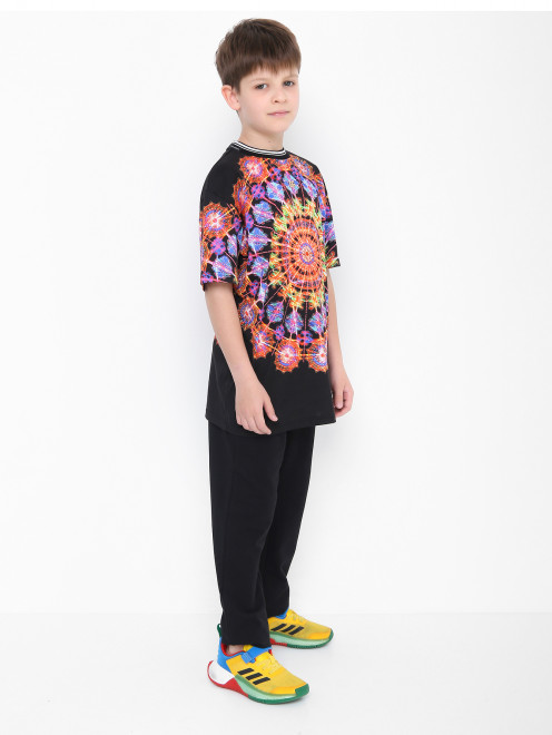 Хлопковая футболка с узором Dolce & Gabbana - МодельОбщийВид