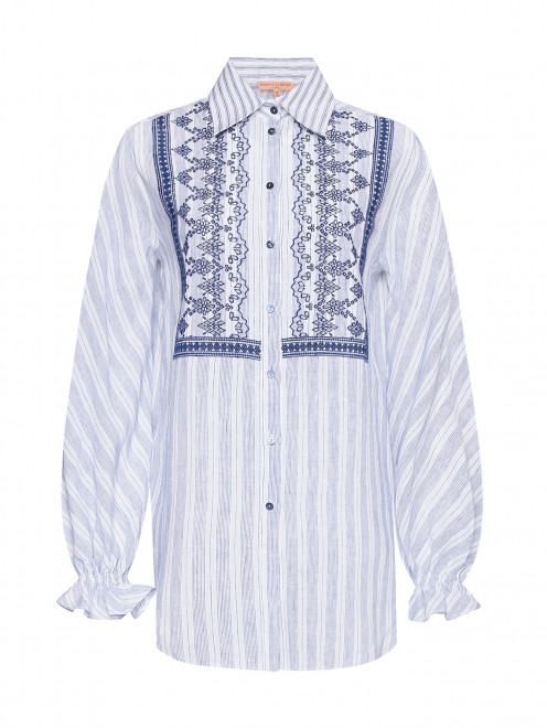 Рубашка из льна с узором "полоска" Ermanno Scervino - Общий вид