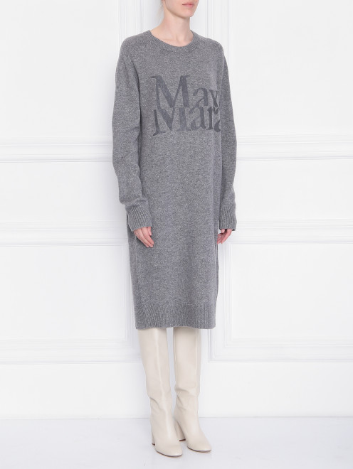 Платье-миди из шерсти и кашемира с логотипом Max Mara - МодельВерхНиз