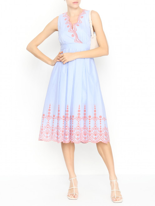 Платье-миди из хлопка с вышивкой Max&Co - МодельОбщийВид