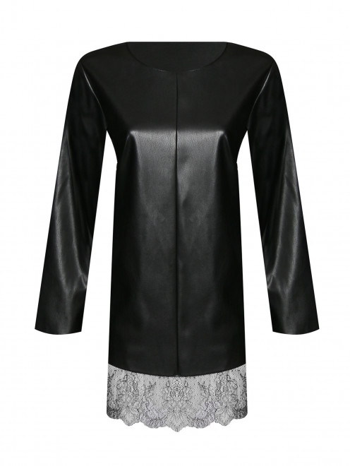 Блуза из эко-кожи с кружевной отделкой Marina Rinaldi - Общий вид