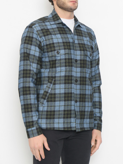 Рубашка из хлопка и шерсти с накладными карманами Eton - МодельВерхНиз