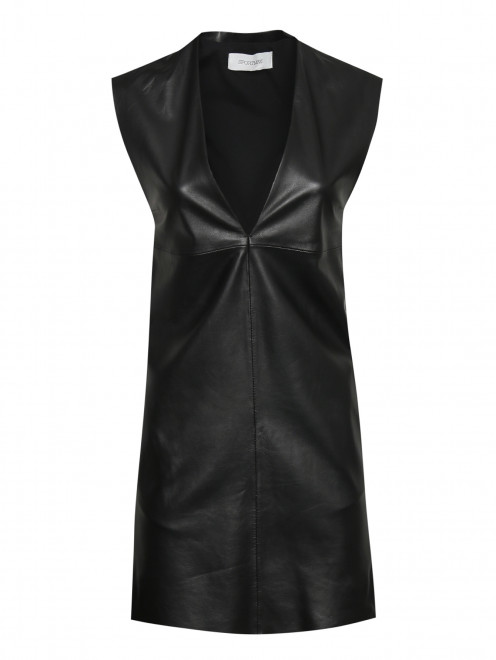 Платье-мини из кожи с V-образным вырезом Sportmax - Общий вид