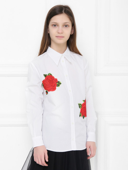 Блуза из хлопка с аппликацией Dolce & Gabbana - МодельВерхНиз