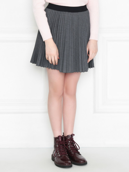 Плиссированная юбка мини из смессовой шерсти Aletta Couture - МодельВерхНиз