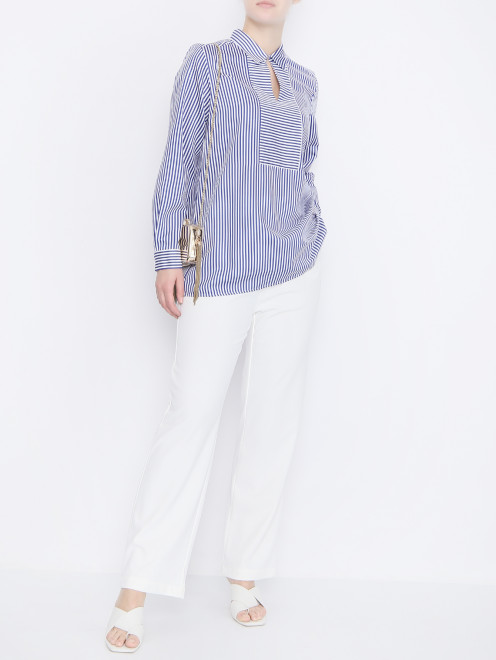 Блуза свободного кроя с узором полоска Marina Rinaldi - МодельОбщийВид