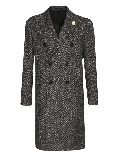 Двубортное пальто из шерсти с узором LARDINI - Общий вид