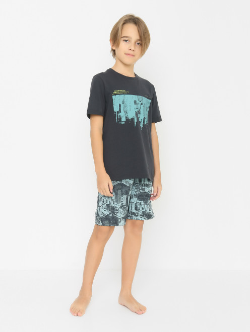 Хлопковая футболка с принтом Sanetta - МодельОбщийВид