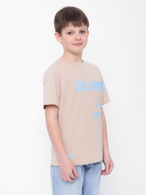 Хлопковая футболка с принтом Burberry - МодельВерхНиз