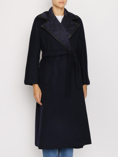Пальто из шерсти с декоративным стеганым воротником Max Mara - МодельВерхНиз