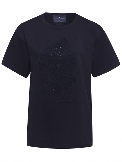 Хлопковая футболка с кружевной аппликацией Ermanno Scervino - Общий вид