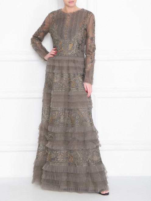 Платье, декорированное бисером  Alberta Ferretti - МодельОбщийВид