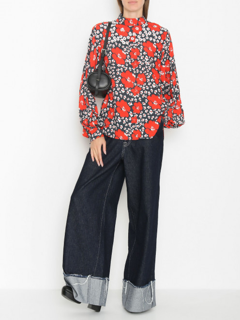 Блуза из вискозы с цветочным узором Essentiel Antwerp - МодельОбщийВид